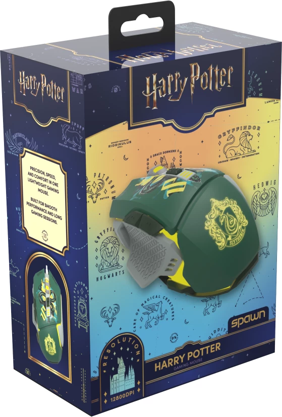 Maus gaming Spawn Harry Potter Slytherin, RGB, 12800 DPI, me kabllo USB-A, i gjelbër
