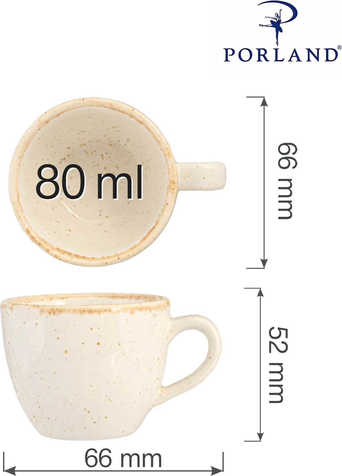 Filxhan espresso Porland Seasons Sand 80 ml, krem, set 6 copë