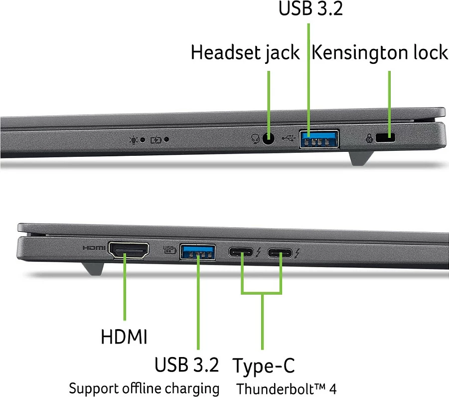 Laptop Acer Aspire 16 AI OLED A16-I71M-735R, 16", 16GB RAM, 512GB SSD, Windows 11 Home, gri