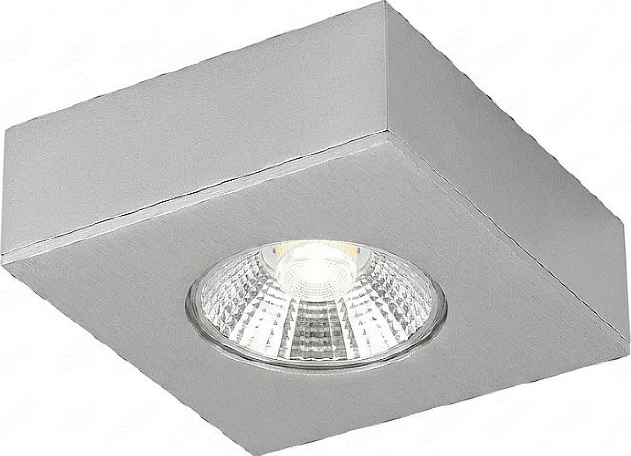 Spot LED tavanor Synergy21 Helios, katror, me kornizë montimi sipërfaqësor, argjend