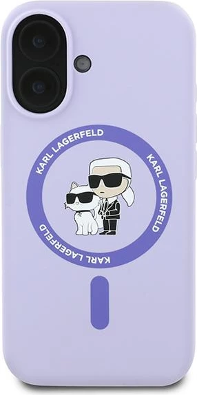 Mbështjellës Karl Lagerfeld Silicone KC Heads Ring MagSafe për iPhone 16 Plus, Vjollcë