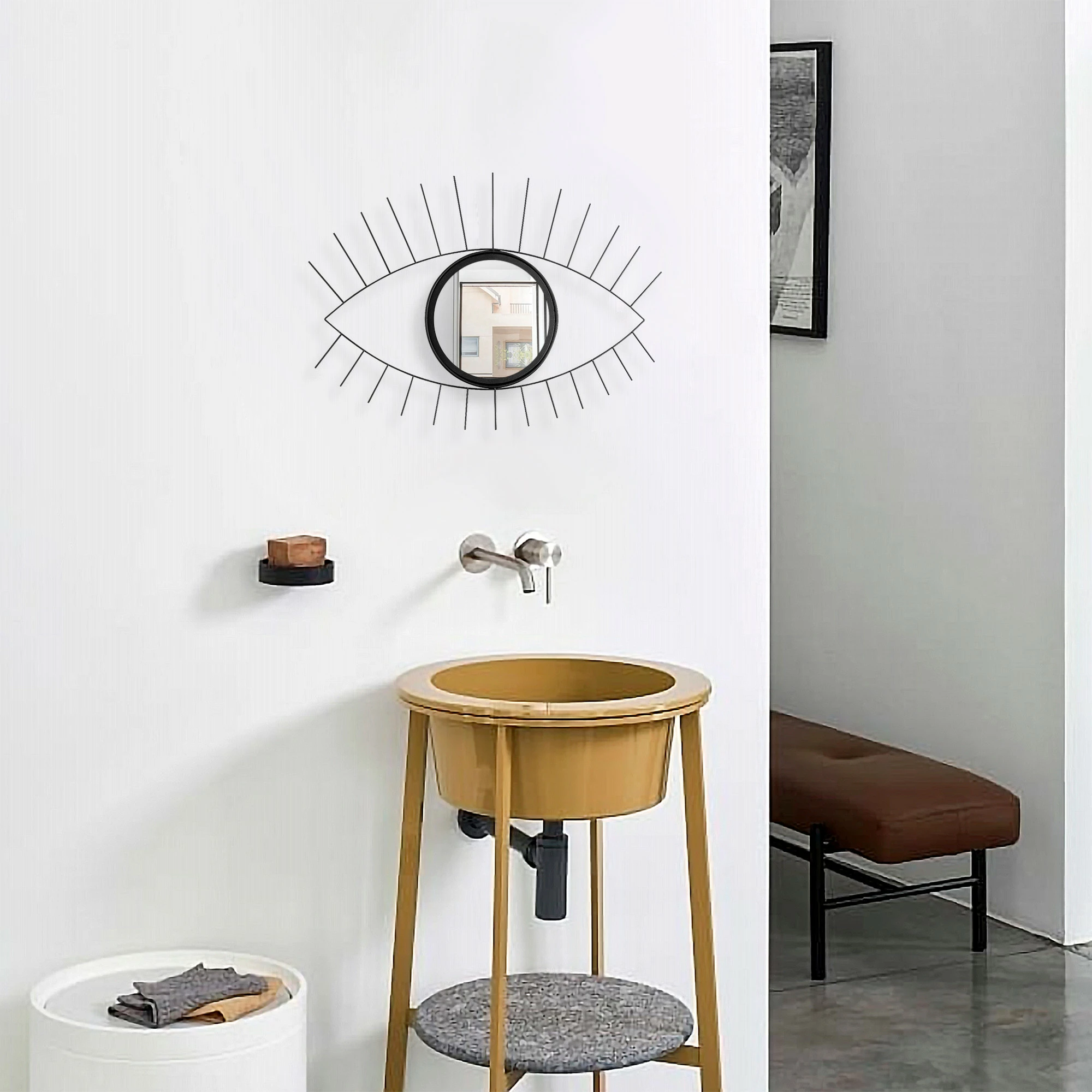 Pasqyrë dekorative Wallity, Nazar, e zezë, 75x2x50cm