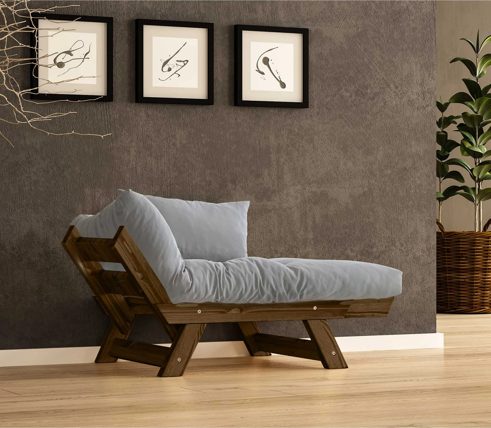 Karrige për kopsht një vend, Skye Decor, CPT8133-140, ngjyrë arre dhe gri