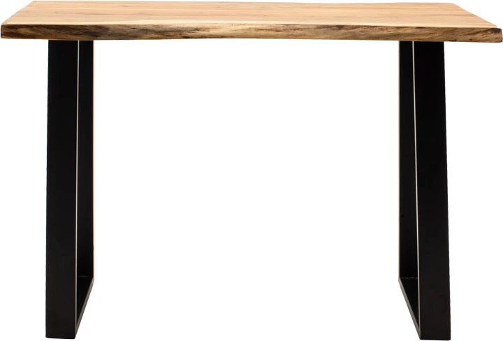 Tavolinë Miles, dru akacie i fortë, trashësi 3.7-4cm, ngjyrë natyrale, këmbë metali të zeza, 120x45x78cm