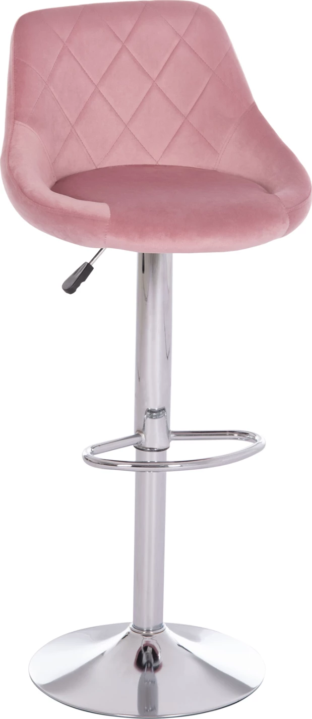 Karrige për bar ROSE, kadife rozë e zbehtë, bazë e kromuar, set prej 2 copë, 48x45x105cm