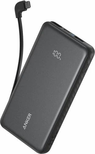 Powerbank Anker Zolo A110D 10000mAh 22.5W me kabllo USB-C të integruar, e zezë