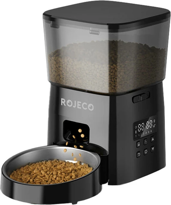 Ushqyes automatik për kafshë Rojeco RWSQ-02 2L, për ushqim të thatë, version me butona, i zi