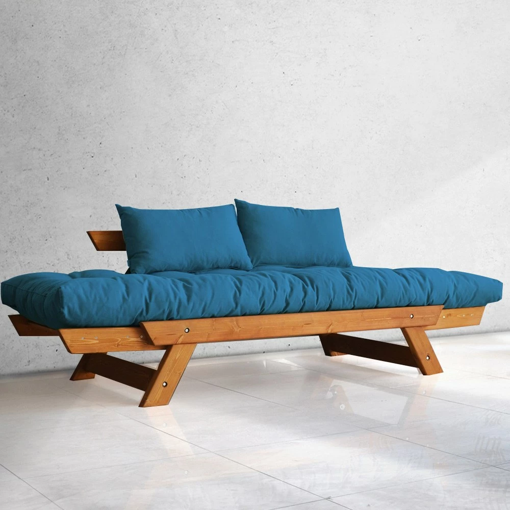 Divan për kopsht, dy vende, ngjyrë teak dhe kaltër, Skye Decor, CPT8104-210