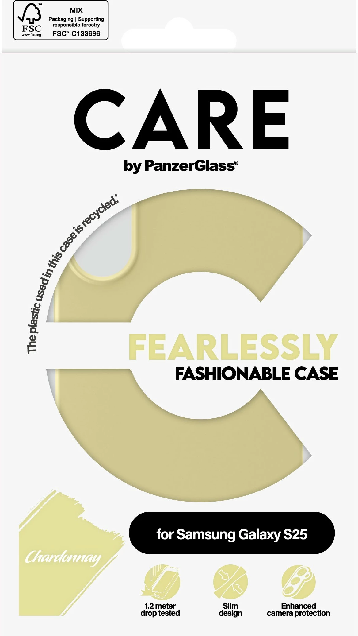 Mbështjellës PanzerGlass CARE Chardonnay për Samsung Galaxy S25, e verdhë