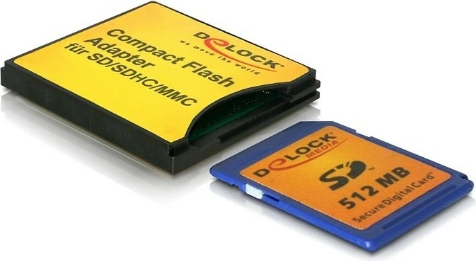 Adapter CF DeLOCK 61590, për SD/MMC/SDHC, ngjyrë e verdhë
