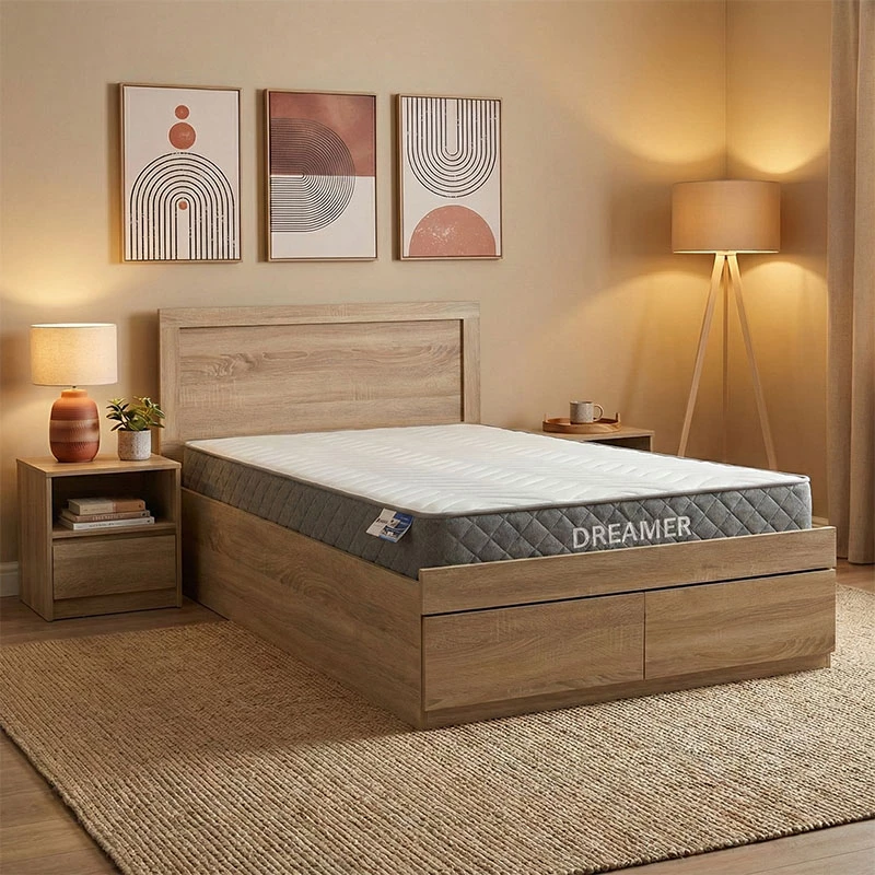 Krevat me dyshek Olympus-Dreamer, ngjyrë sonoma, 120x200cm