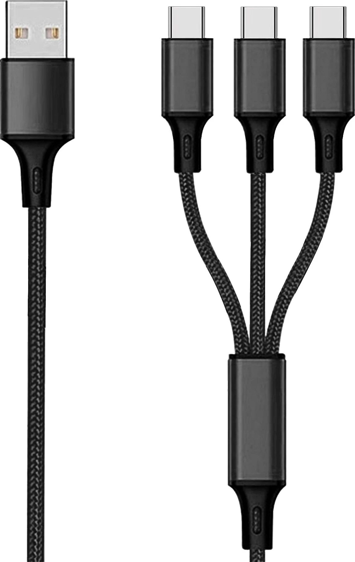 Kabllo karikimi 2GO 797156, USB në 3x USB-C, 1.5 m, 3A, e zezë