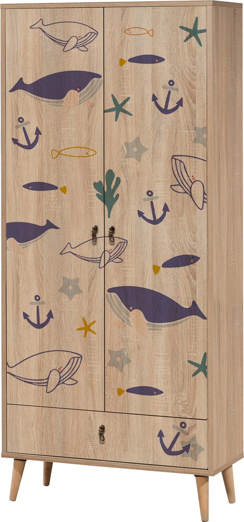 Gardërobë City, Skye Decor, shumëngjyrëshe, temë detare, 80x190x45cm