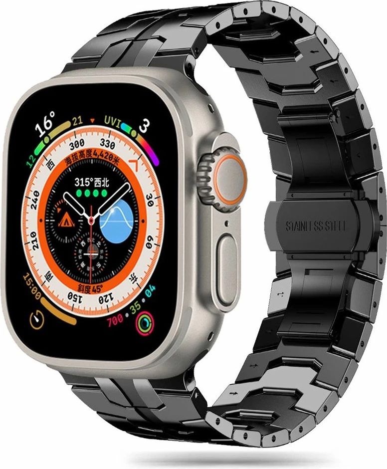 Rrip çeliku Tech-Protect Stainless Line për Apple Watch 4/5/6/7/8/9/SE/Ultra 1/2 (42/44/45/49 mm), Zi