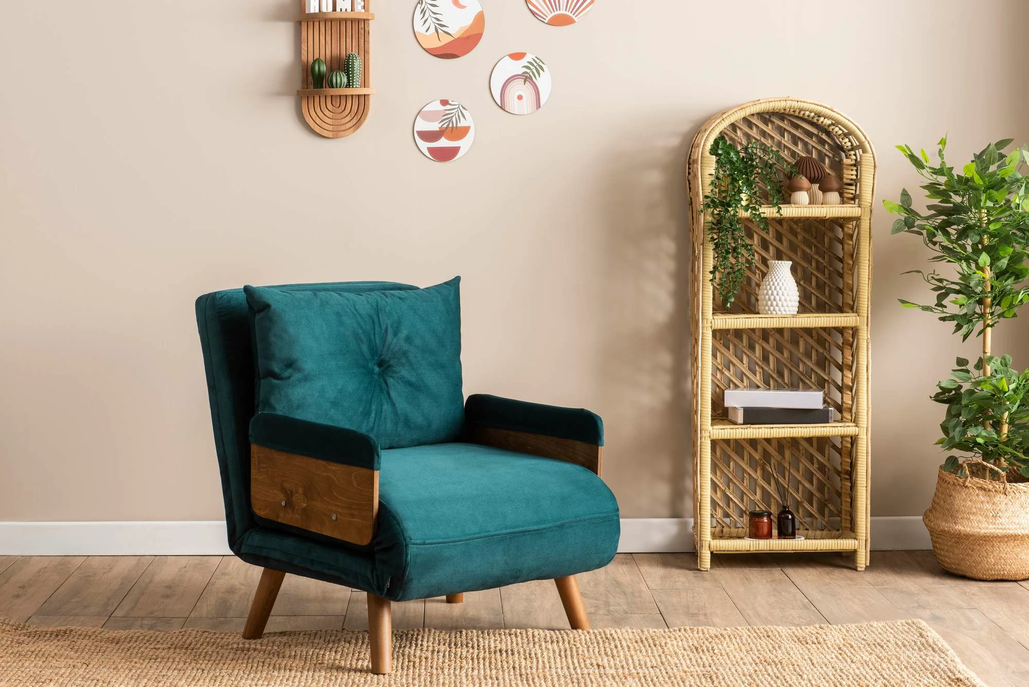 Krevat-karrige një vendi, Atelier del Sofa Cosmo, ngjyrë jeshile petrol