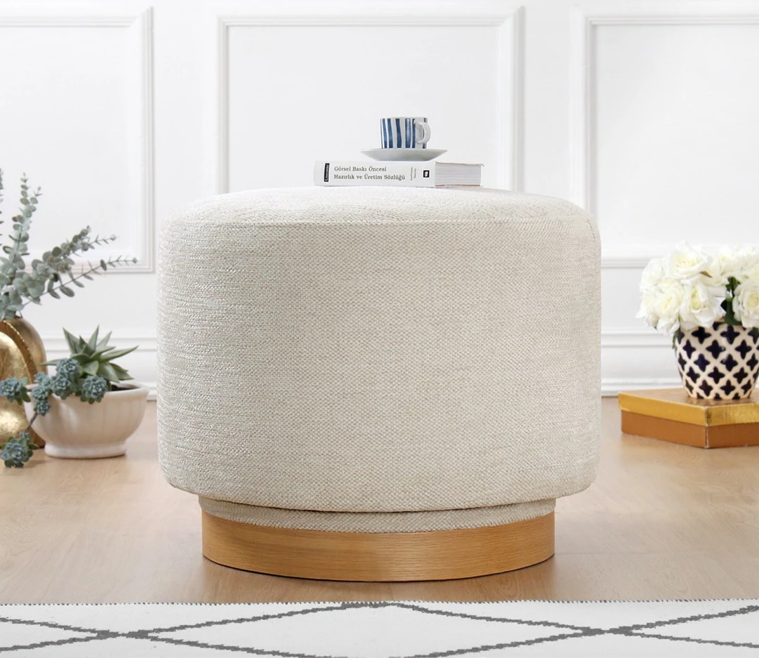Puf Atelier del Sofa, rrotullues, krem