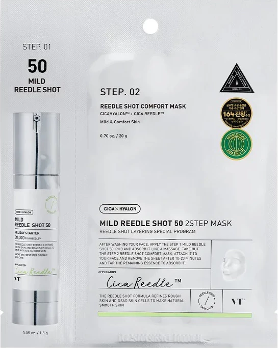 Maskë fytyre dy hapa për femra VT Cosmetics Reedle Shot 50 2Step Mask, 21.5g