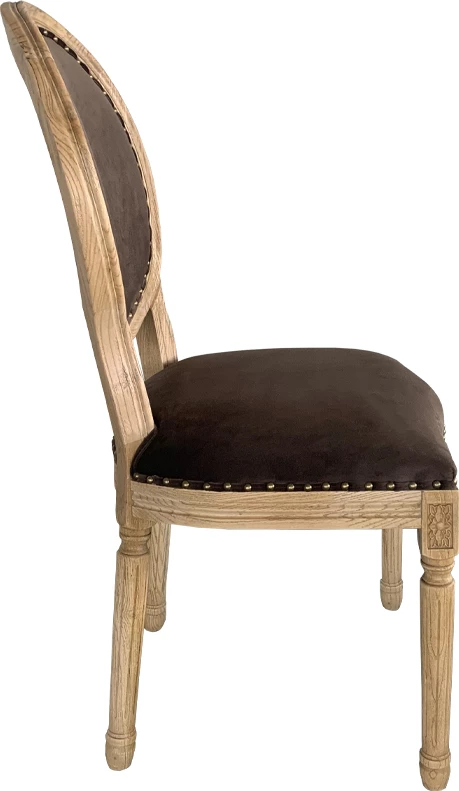 Karrige Louis, kadife ngjyrë taupe, dru brinje, 49x49x99cm