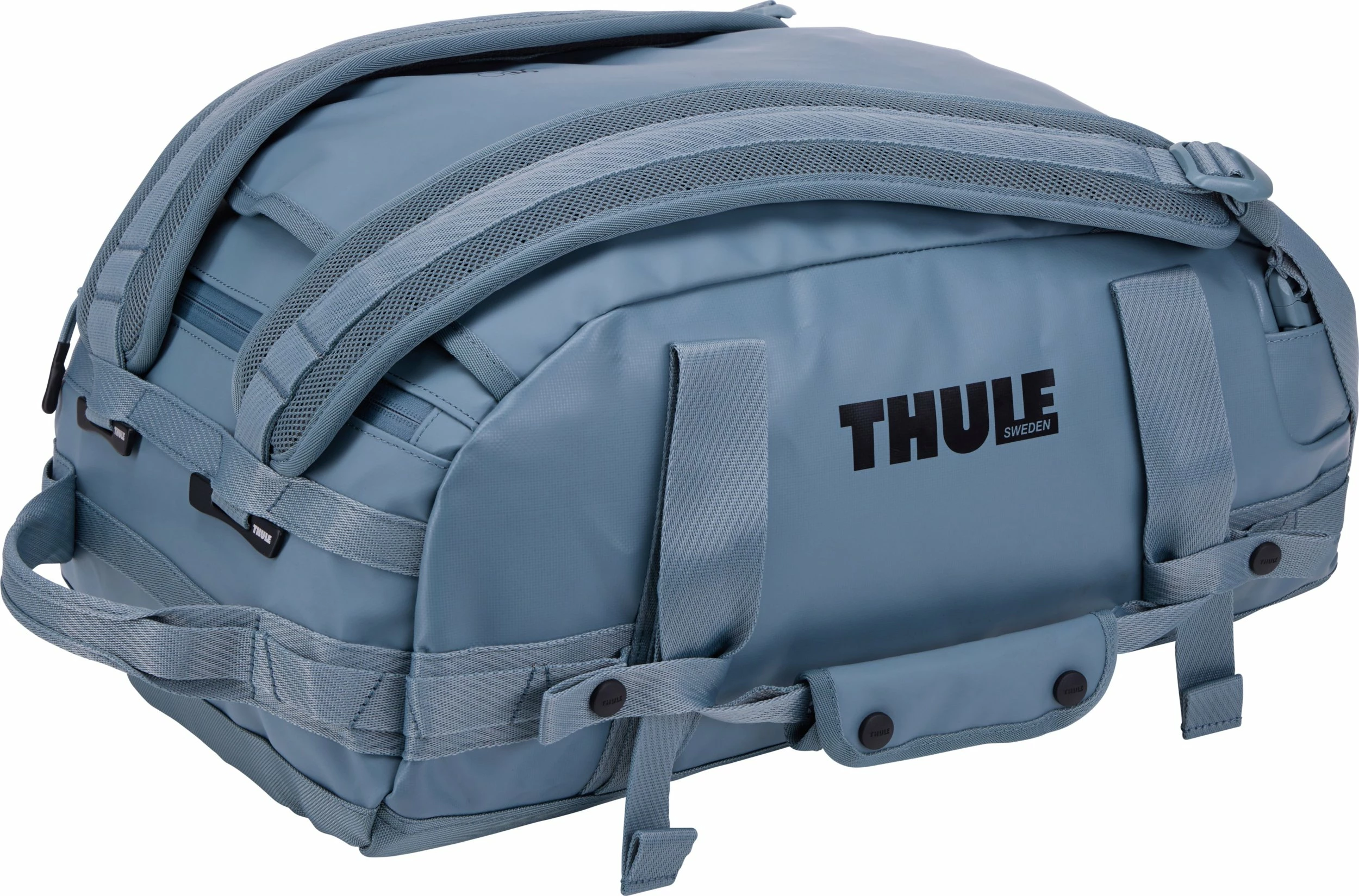 Çantë udhëtimi/duffel Thule Chasm 30L, 2-në-1 duffel + backpack, waterproof, poliester i ricikluar, Pond Gray