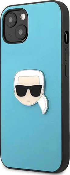Mbështjellës Karl Lagerfeld KLHCP13SPKMB për iPhone 13 mini, lëkurë, blu
