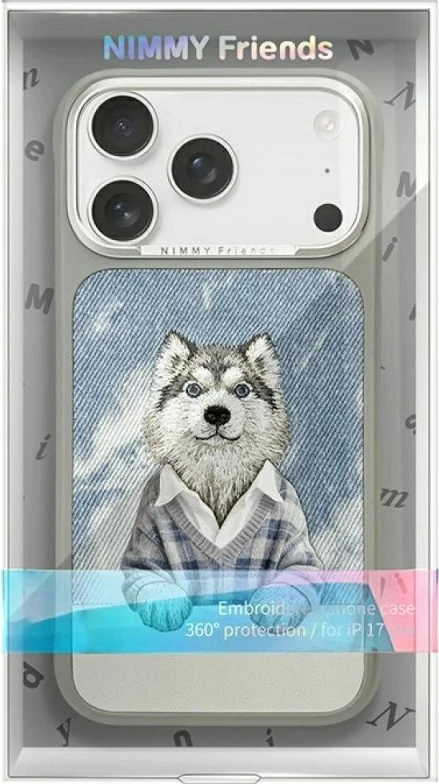 Kapak telefoni Nimmy Gentle Pets Series Dog MagSafe për iPhone 17 Pro Max, gri