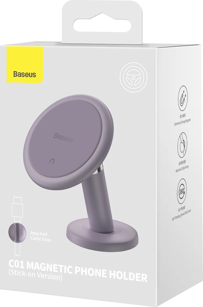 Mbështjellës magnetik për telefon Baseus C01, për panel të makinës, Violet