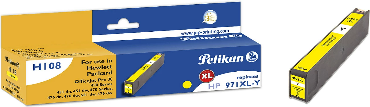 Kartushë boje Pelikan H108 CN628AE, kompatibile me HP 971XL, XL, Yellow