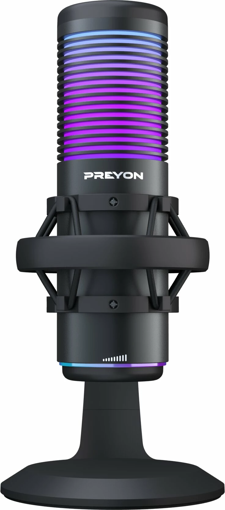Mikrofon gaming USB PREYON Osprey Scream POS43B, RGB, cardioid/omnidirectional, me krah dhe kapëse tavoline, i zi