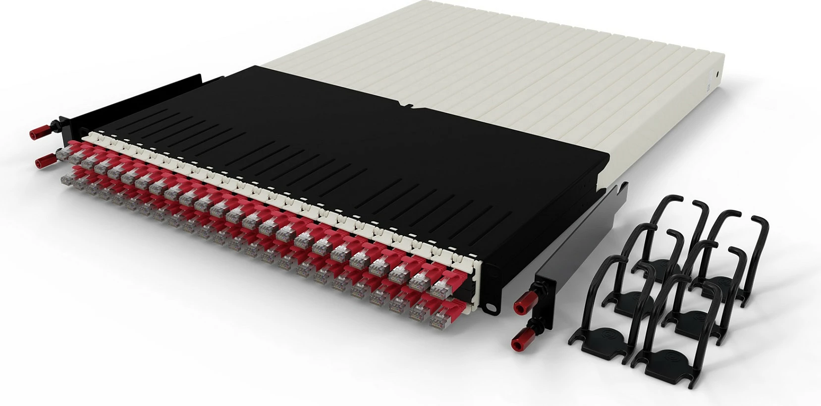 Sistem menaxhimi kabllosh rrjeti PATCHBOX patchbox.one 30RU, Cat6a U/FTP (STP), 24 kabllo tërheqëse 1.8 m, e kuqe