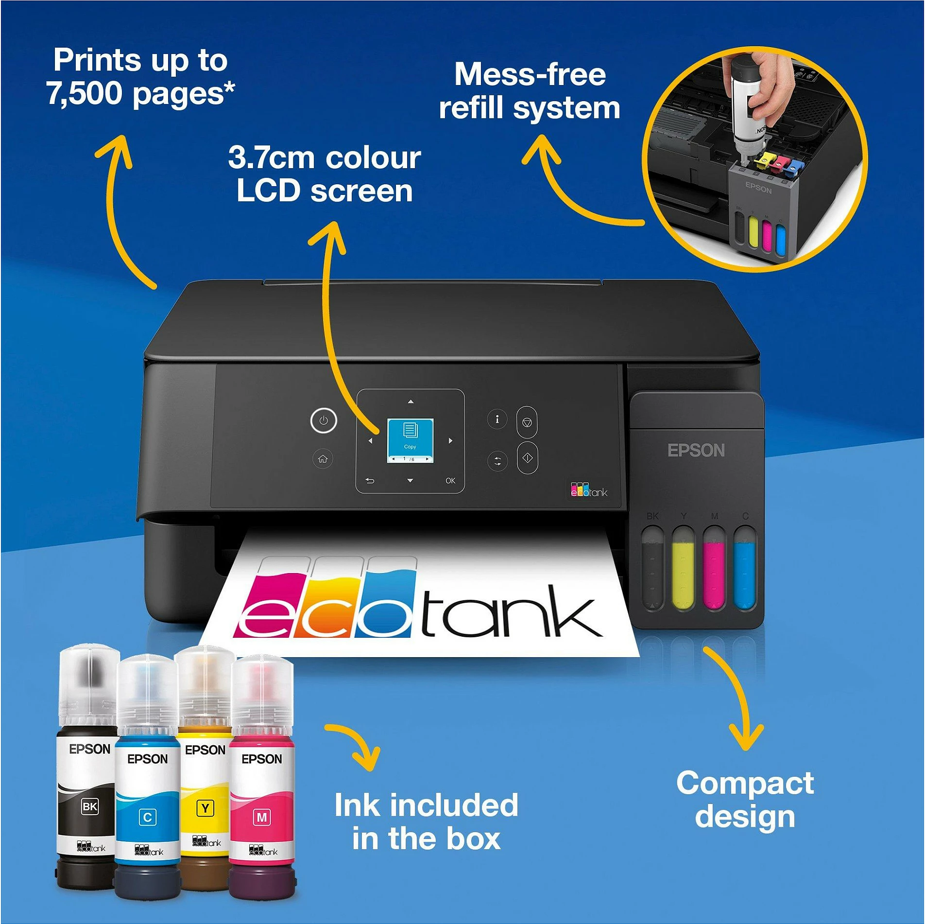 Printer multifunksional Epson EcoTank ET-2920, Wi‑Fi, A4, i zi