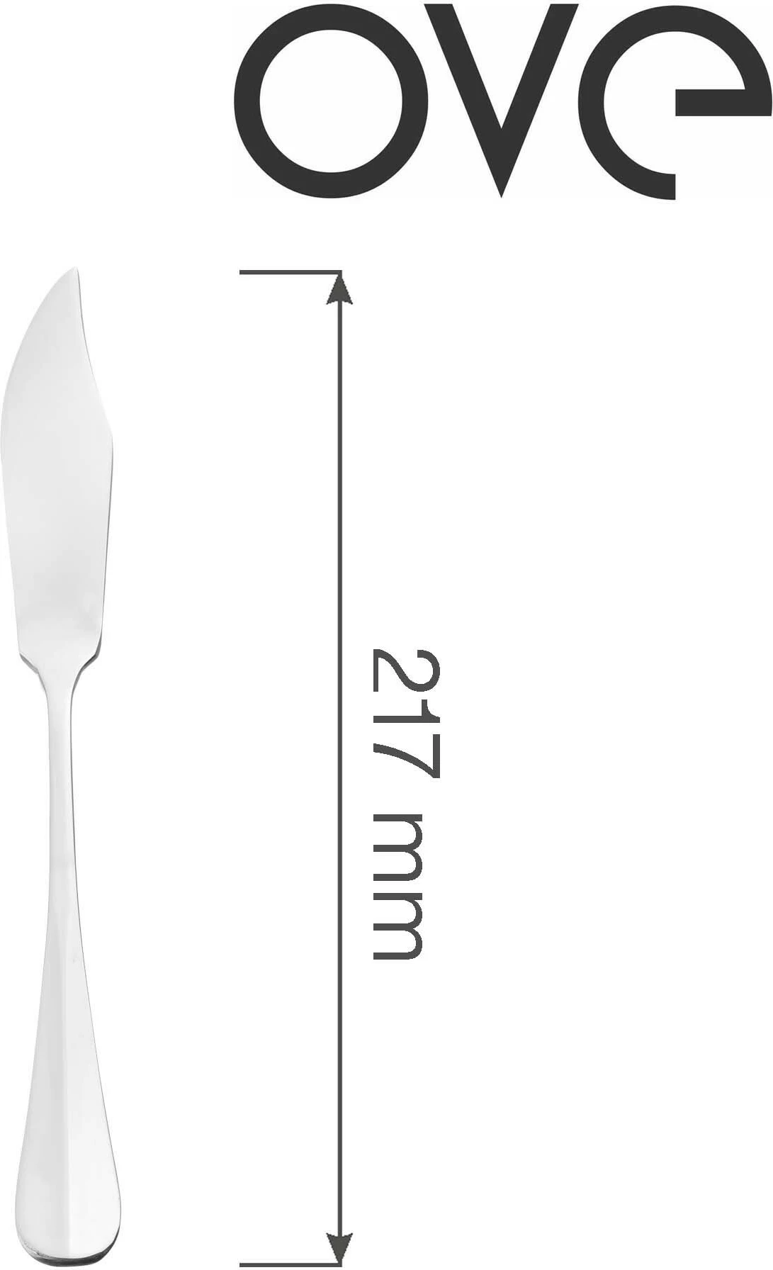 Thikë peshku OVE Baguette 217 mm inox 18/10 set 12 copë, argjendtë