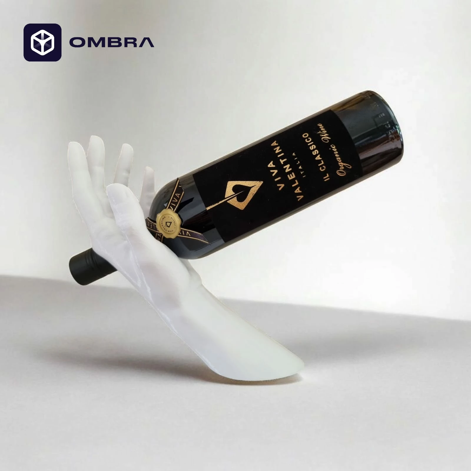 Mbajtëse për shishe të verës "Hand Wine Holder", e bardhë