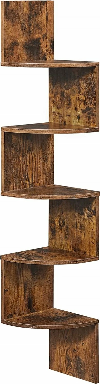 Raft këndi Leobert LBC72BX, 5 rafte, 127.5 cm, rustic brown