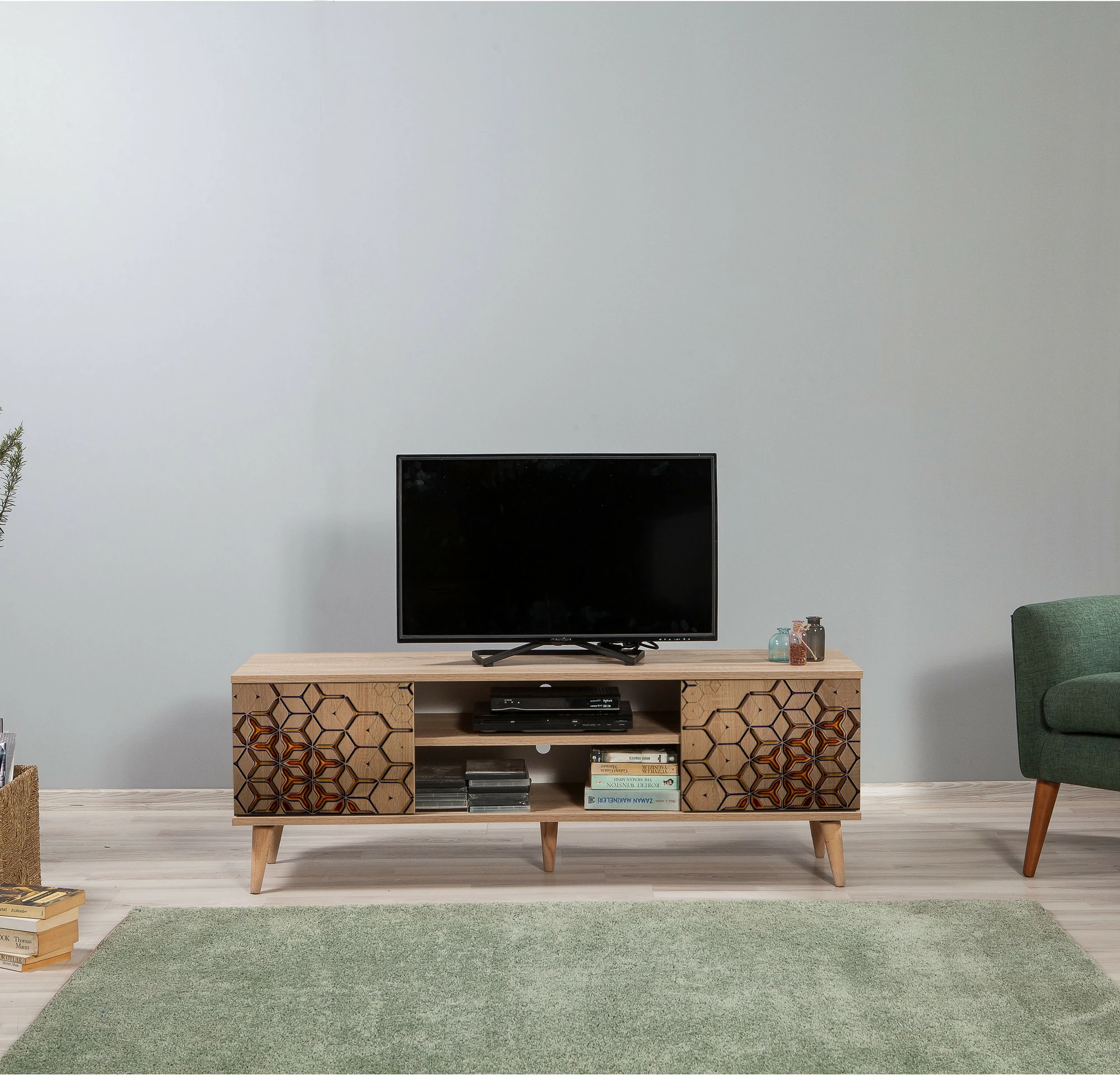 Komodë TV Hanah Home, Truva-720, ngjyrë lisi sonoma