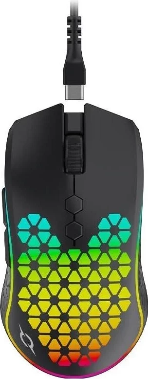 Maus ergonomik Aqirys Polaris, RGB, Dual Mode, i zi