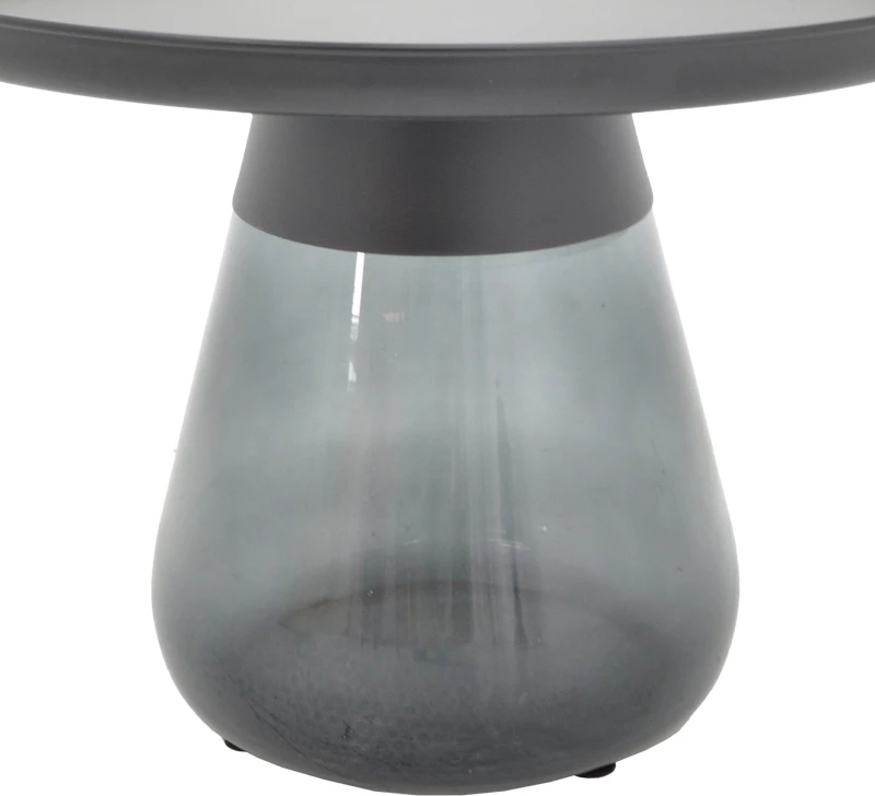 Tavolinë kafeje Kunlo Inart metal i zi-xham i zi D60x42cm