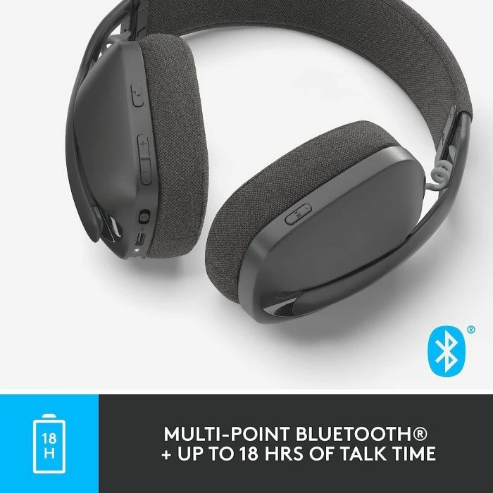 Kufje wireless Bluetooth LOGITECH Zone Vibe 100 981-001213, over-ear, mikrofon palosës me noise-cancelling, 40 mm, deri 20h bateri, Graphite