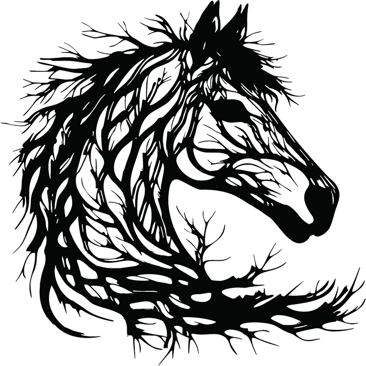 Dekor muri Horsy, metal i zi, 60x1.5x60cm