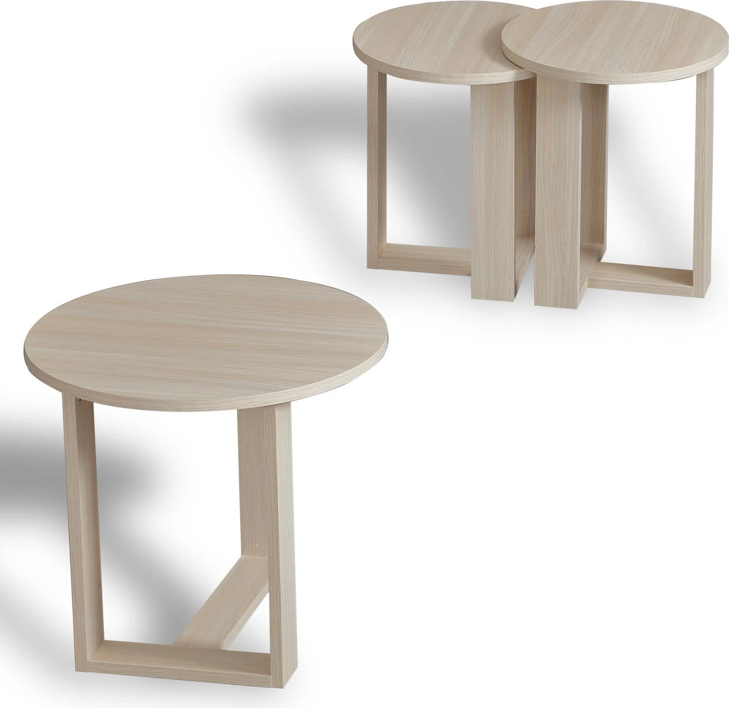 Set tavolina të mbivendosura Mira, 3 copë, ngjyrë lisi