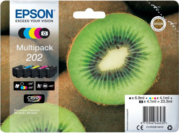 Kartusha boje Epson 202 (C13T02E74010) Claria Premium 23.3 ml, multicolor, paketë 5 copë
