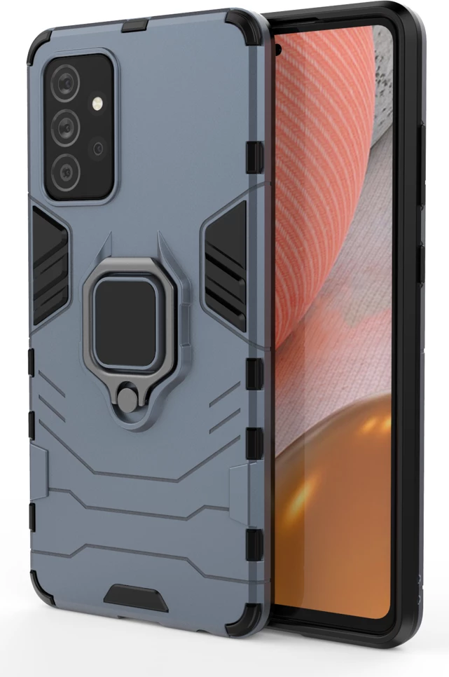 Mbështjellës Hurtel Ring Armor për Samsung Galaxy A72, me mbajtëse gishti dhe këmbë, Blu