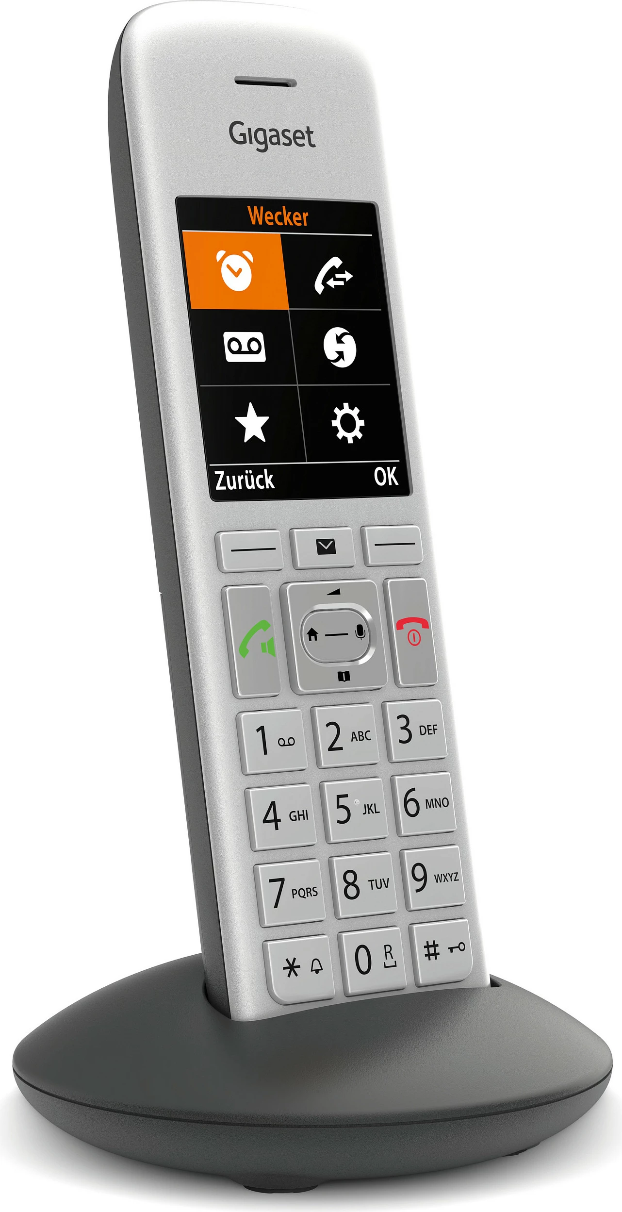 Telefon fiks DECT Gigaset CE575HX, pa kabllo, libër telefoni 200 kontakte, ekran 2.2", argjendi