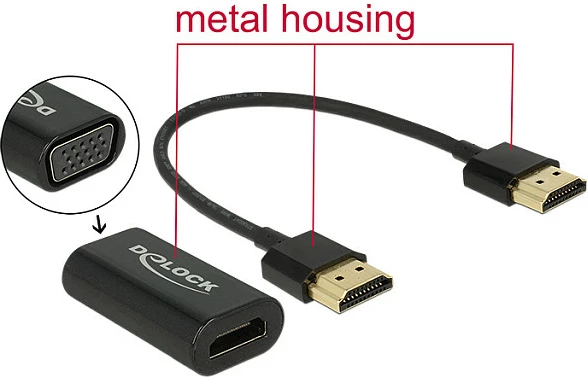 Adapter HDMI në VGA DeLOCK, 0.15 m, 1920x1200, i zi