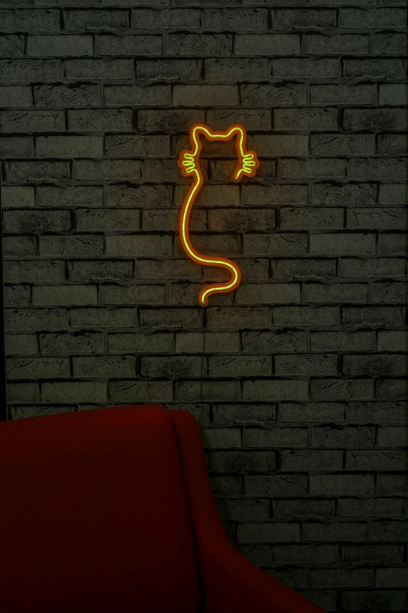 Dekor dritash LED plastike, formë mace, ngjyrë e verdhë - 4