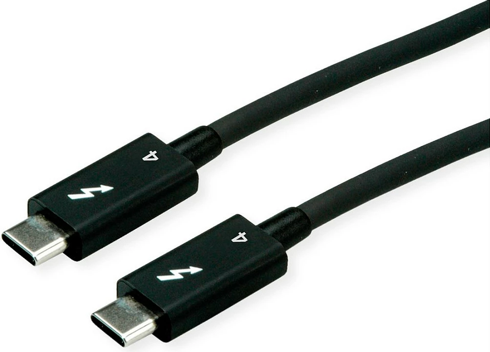 Kabllo ROLINE Thunderbolt 4 USB-C në USB-C, 0.8m, 40Gbps, 100W, e zezë