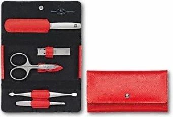 Set manikyr ZWILLING Twinox Travel 5 copë, kuti lëkure e kuqe