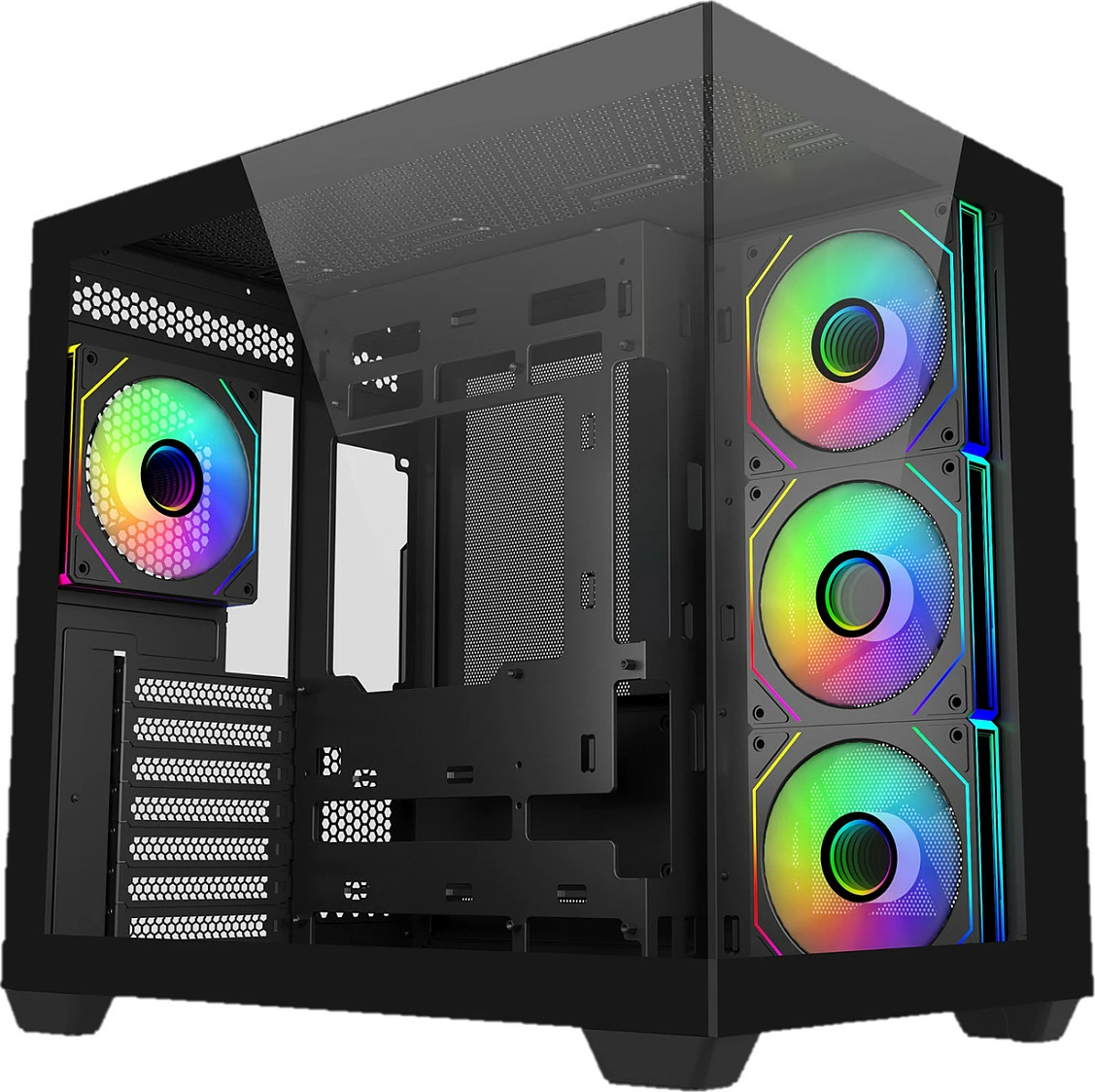 Kasë Cooler Master Elite 681, Midi Tower, Tempered Glass, RGB, e zezë