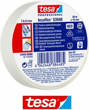 Shirit izolues Tesa tesaflex 53948 5000V 20m x 19mm, i bardhë