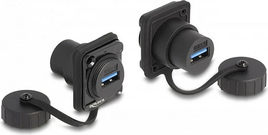 Modul D-Type DeLOCK USB 3.2 Gen 1 Type-A femër-femër, IP67, i zi