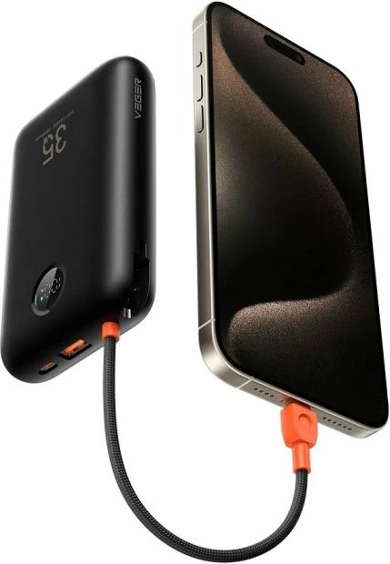 Powerbank VEGER K3 W2068 20000mAh PD 35W me kabllo të integrume, e zezë